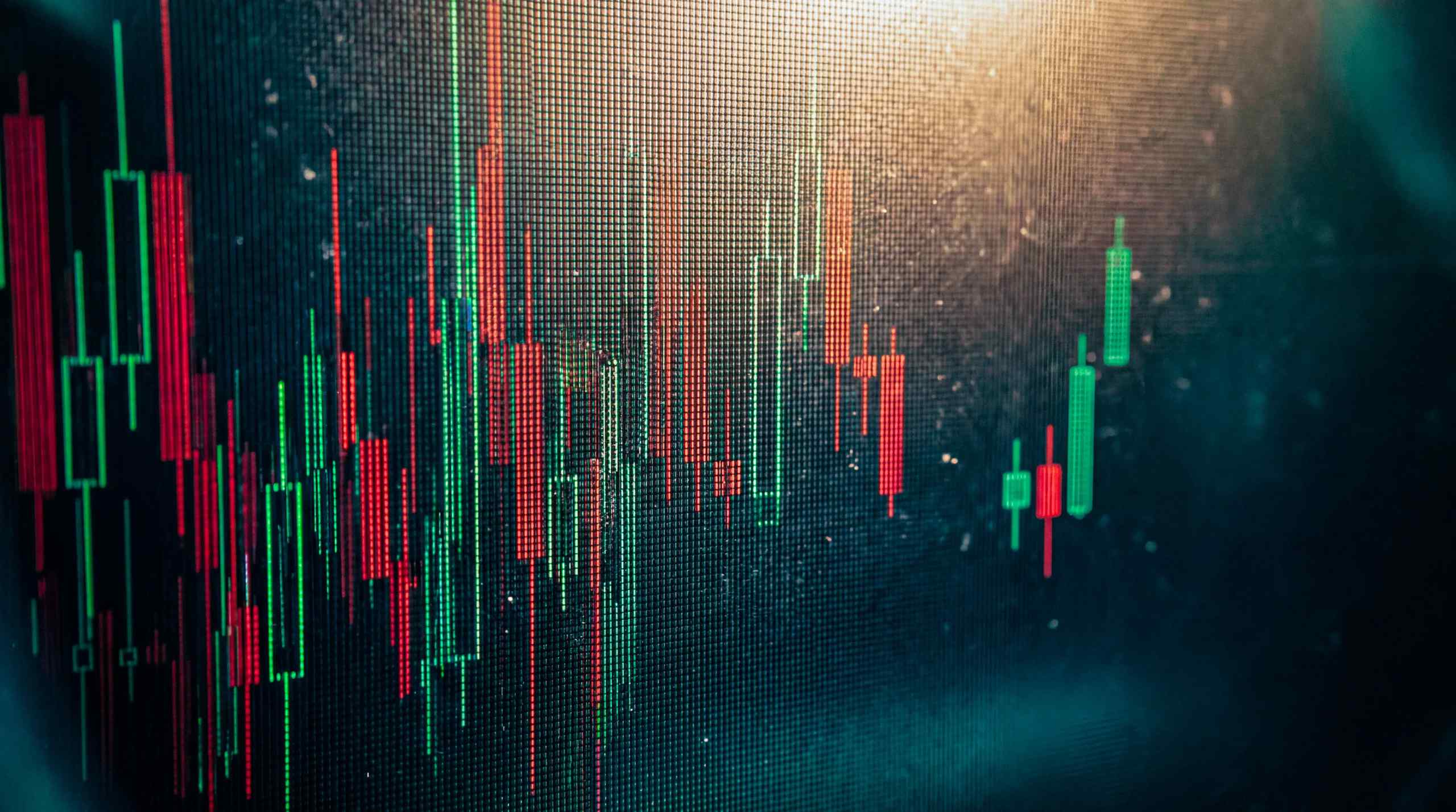 A bar chart representing a downward trend.